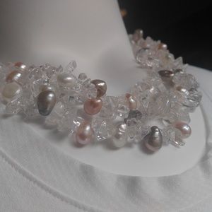 Freshwater pearl and crystal necklace